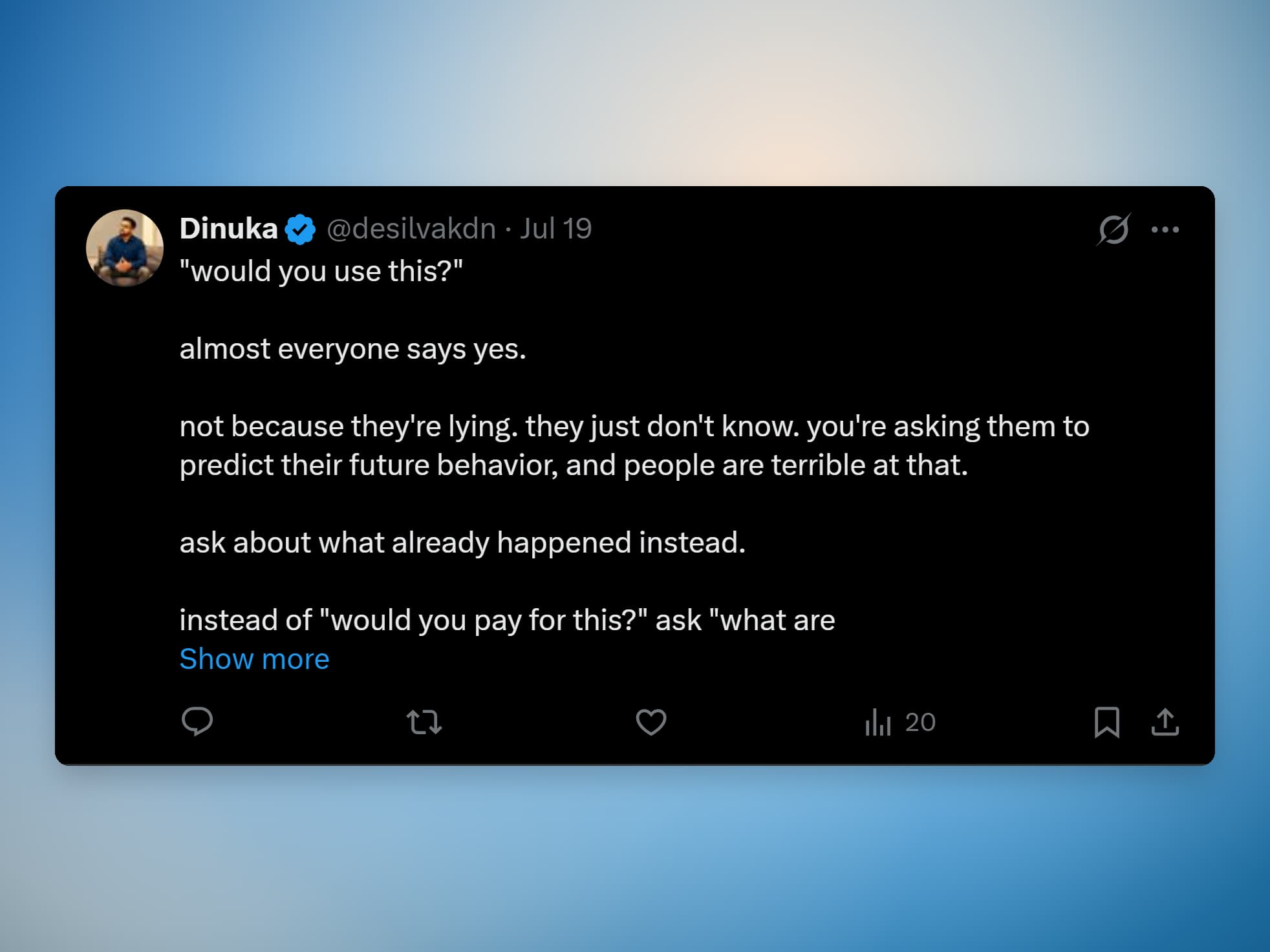 A screenshot on a mesh gradient background