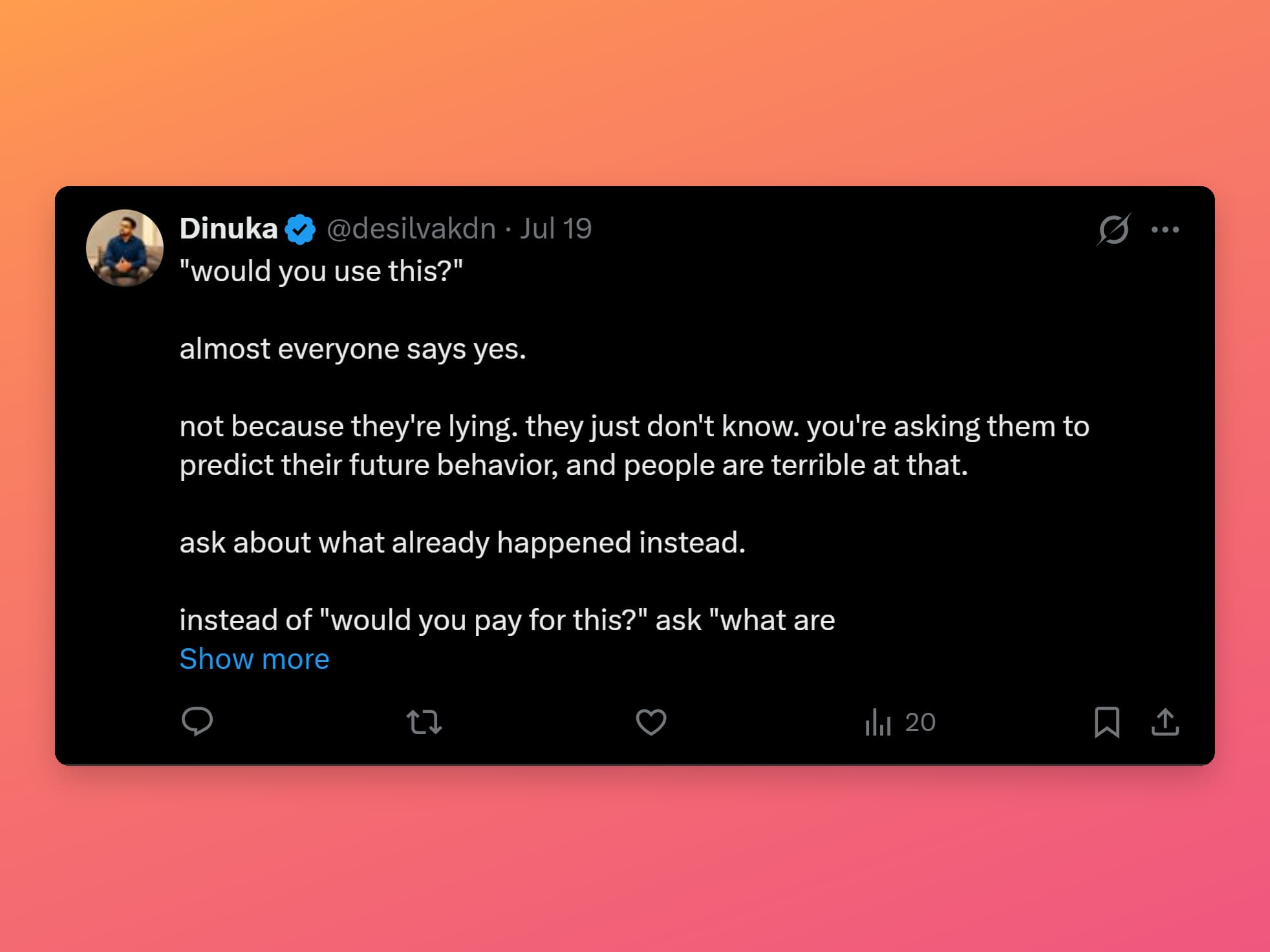 A screenshot on a linear gradient background