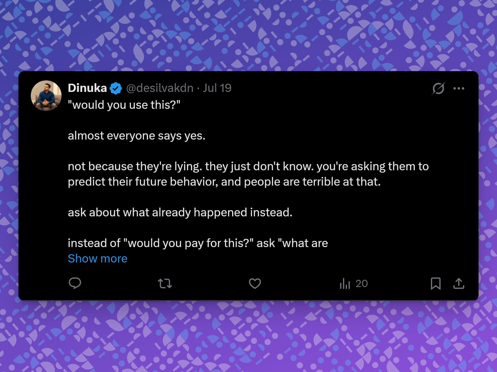 A screenshot on a generated bauhaus pattern background