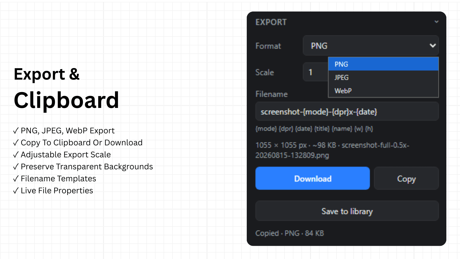 Export & Clipboard
